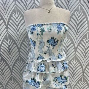 NWOT Princess Polly Blue Floral Strapless Dress